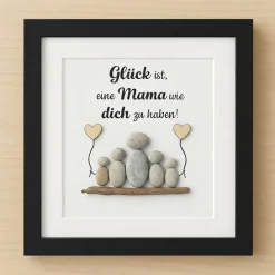 Steinbild Mama mit Kindern personalisiert – Geschenk Muttertag Unikat mit Herzen, STB-277