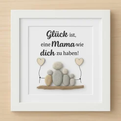 Steinbild Mama mit Kindern personalisiert – Geschenk Muttertag Unikat mit Herzen, STB-277