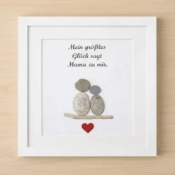 Steinbild Mama personalisiert – Unikat mit Herzen & Wunschtext | Geschenk Muttertag, STB-399
