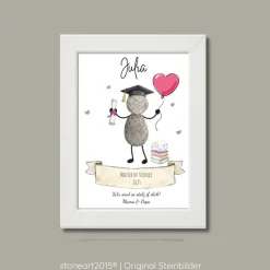 Steinbild Prüfung personalisiert –  Master / Bachelor – Geschenk Abitur Führerschein Abschluss