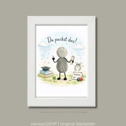 Steinbild Prüfung personalisiert – Du packst das – Geschenk Abitur Führerschein Abschluss