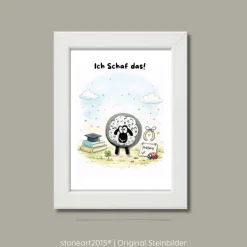 Steinbild Prüfung Schaf personalisiert – Ich Schaf das – Geschenk Abitur Führerschein Abschluss