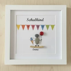 Steinbild Schulkind Unikat zur Einschulung – Personalisiertes Geschenk STB-41