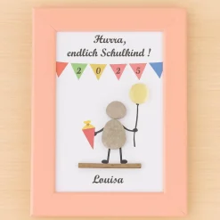 Steinbild Schulkind Unikat zur Einschulung – Personalisiertes Geschenk STB-41