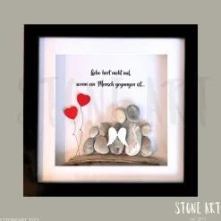 Steinbild Trauer personalisiert – Liebe hört nicht auf wenn ein Mensch gegangen ist – Erinnerungsbild