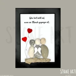 Steinbild Trauer personalisiert – Liebe hört nicht auf wenn ein Mensch gegangen ist – Erinnerungsbild