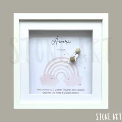 Steinbild Trauer personalisiert – Manchmal bist du in unseren Träumen rosa – Erinnerungsbild