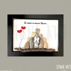 Steinbild Trauer personalisiert – Für immer in unseren Herzen – Trauergeschenk Erinnerungsbild