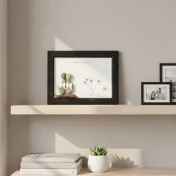 Steinbild Trauer personalisiert – Geliebt und unvergessen – Trauergeschenk Erinnerungsbild