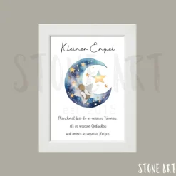 Steinbild Trauer personalisiert – Manchmal bist du in unseren Träumen blau – Erinnerungsbild