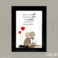 Steinbild Trauer personalisiert – Was bleibt ist deine Liebe – Trauergeschenk Erinnerungsbild