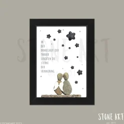 Steinbild Trauergeschenk – In der Dunkelheit der Trauer leuchten die Sterne der Erinnerung – personalisierbar