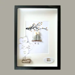 Steinbild zur Goldenen Hochzeit – handgemachtes Geschenk zum 50. Hochzeitstag, optional mit Karte