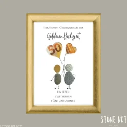 Steinbild zur Goldenen Hochzeit – personalisiertes Geldgeschenk mit Herzausschnitt, Geschenkidee 50. Hochzeitstag