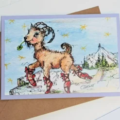Steinbock 3 Karten Set Sternzeichen Druck vom Aquarell Set bunte Geburtstagskarte Wohndekor