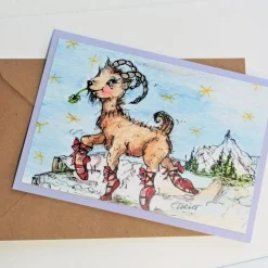 Steinbock 3 Karten Set Sternzeichen Druck vom Aquarell Set bunte Geburtstagskarte Wohndekor