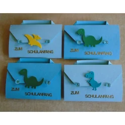 4St.Einladung zur Einschulung  Dino Dinosaurier Schulanfang Einladungskarten Jungen Schulstart
