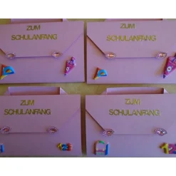 4St.Einladungskarten zur Einschulung Schulanfang Einladungkarte Einladung Mädchen 1.Schultag Schule Einladungen