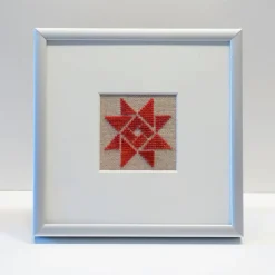 Stern * Kreuzstich * Rot * Deko * gestickt * Rahmen * Geschenk * Kleinigkeit