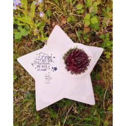 Stern aus Beton mit Schriftzug Grabschmuck Trauer Grabgesteck Grabstern Gedenkstein Stern Sternenkind Personalisierbar