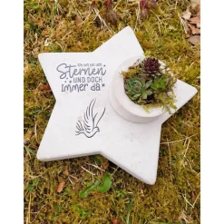 Stern  aus Beton mit Schriftzug Grabschmuck Trauer Grabgesteck Grabstern Gedenkstein Stern Sternenkind Personalisierbar
