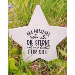 Stern aus Beton mit Schriftzug Grabschmuck Trauer Gedenken Vermissen Gedenkstein Erinnerung