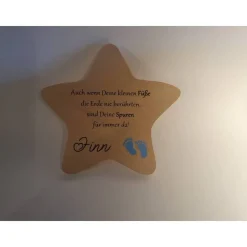 Stern aus Holz mit Babyfüßen | Geschenk nach Fehlgeburt | Erinnerungsstück für Sternenkind | Deko für verstorbenes Baby