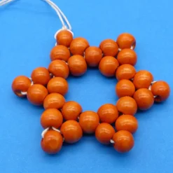 Stern aus Holzperlen, orange, Weihnachtsstern, Advent, Dekoration, Geschenkanhänger, Baumschmuck