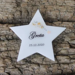 Stern für die Gedenkecke mit Sternschnuppe & Kindsdaten