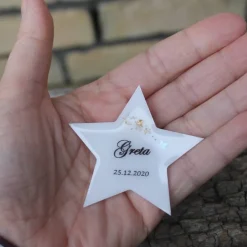 Stern für die Gedenkecke mit Sternschnuppe & Kindsdaten