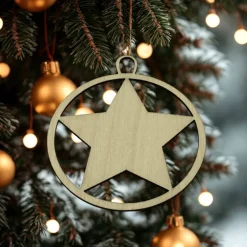 Stern Geschenkanhänger & Christbaumanhänger aus Holz – Weihnachtsstern aus Birkensperrholz