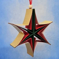 Stern in der Schachtel – 3D-Faltstern in Dunkelgrün, Rot & Mattgold mit Anleitung