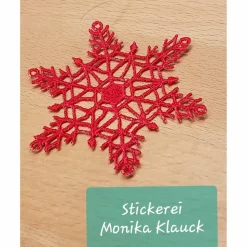Stern, rot, gestickt in Lace-Stickerei