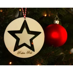 Stern-Anhänger/Holzmobile "Frohes Fest"