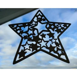 Sterne mit Sternmuster aus Holz, 3er-Set