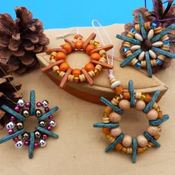 Sterne, Perlensterne, Set, Keramikperlen, Holzperlen, Glasperlen, Weihnachtsdekoration, Geschenkanhänger, Baumschmuck