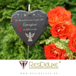 Sterne und Engel Schieferstecker Andenken Schiefer Trauergeschenk Grabschmuck Grabstecker Gravur Grabdeko Beerdigung