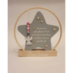Sternenkind Andenken | Geschenk für Sternenkinder | Ring mit Stern mit Spruch und Namen | Deko für Sternenkind