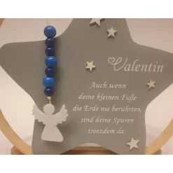 Sternenkind Andenken | Geschenk für Sternenkinder | Ring mit Stern mit Spruch und Namen | Deko für Sternenkind