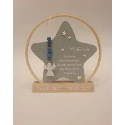 Sternenkind Andenken | Geschenk für Sternenkinder | Ring mit Stern mit Spruch und Namen | Deko für Sternenkind