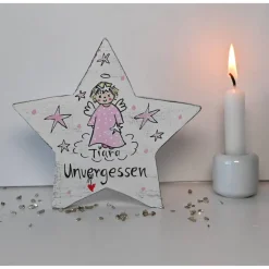 Sternenkind Andenken personalisiert – Shabby Stern Erinnerung mit Name & Datum
