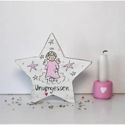 Sternenkind Andenken personalisiert – Shabby Stern Erinnerung mit Name & Datum