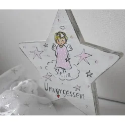 Sternenkind Andenken personalisiert – Shabby Stern Erinnerung mit Name & Datum