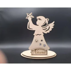 Sternenkind Engel Teelicht aus Holz - Personalisiertes Andenken mit Namen - Jungen/Mädchen - Trauerlicht Andenken