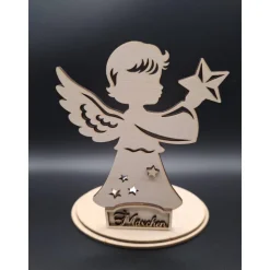 Sternenkind Engel Teelicht aus Holz - Personalisiertes Andenken mit Namen - Jungen/Mädchen - Trauerlicht Andenken