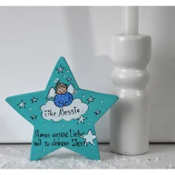 Sternenkind Junge Holzstern – Personalisiertes Andenken & Erinnerung mit Spruch