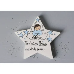 Sternenkind Junge Holzstern – Personalisiertes Andenken & Erinnerung mit Spruch