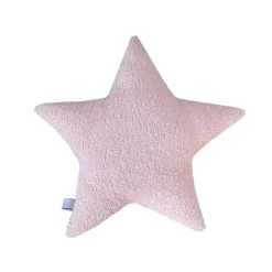 Sternenkissen aus Waffelpique mit Namen personalisiert in rosa, Rückseite Baumwoll Frottee