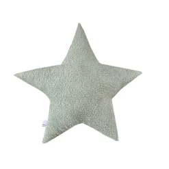 Sternenkissen aus Waffelpique mit Namen personalisiert in rosa, Rückseite Baumwoll Frottee