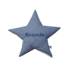 Sternenkissen mit Namen personalisiert, Vichykaro viele Farben
